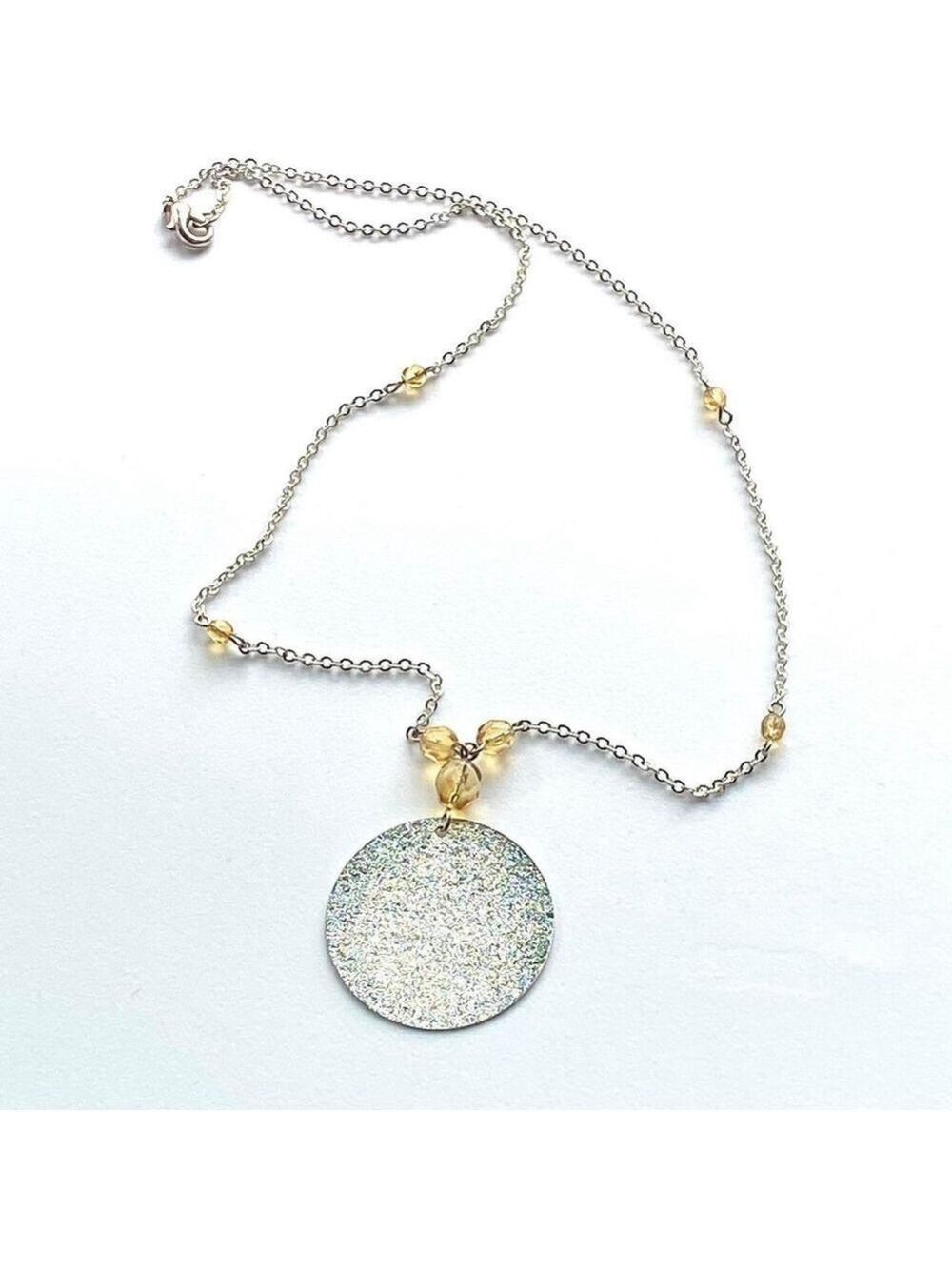 Silver Gold Beaded Pendant Necklace